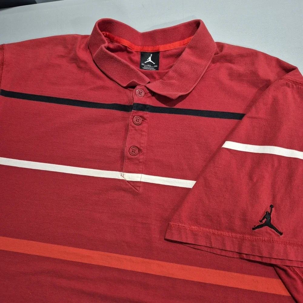 Nike Air Jordan Polo Mens 3XL Red Striped Jumpman Cotton Golf Casual Vintage Y2K